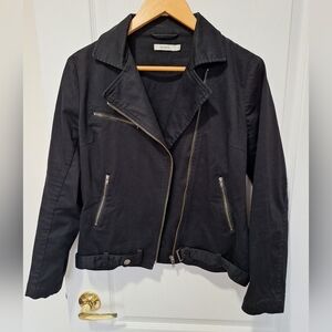 GUC Ricki's Black Cotton Spandex lightweight Moto Jacket with Zipper Accents